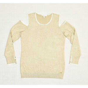 Calvin Klein Men Pullover Sweater Cold Shoulder Long Sleeve Rayon Brown Size M